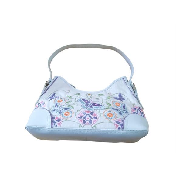 Fossil Womens Butterfly and Floral Embroidered Zip Closure Shoulder Bag - Picture 7 of 7